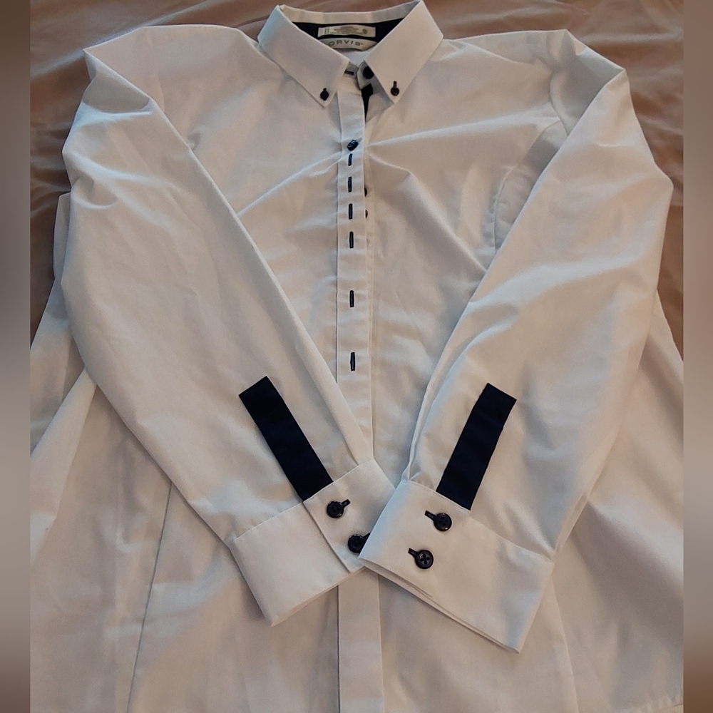 Women's White and Navy Shirt